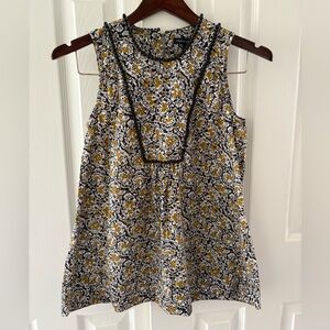 French Connection Sleeveless Cotton Beaded A Line Blouse Top Sz 2